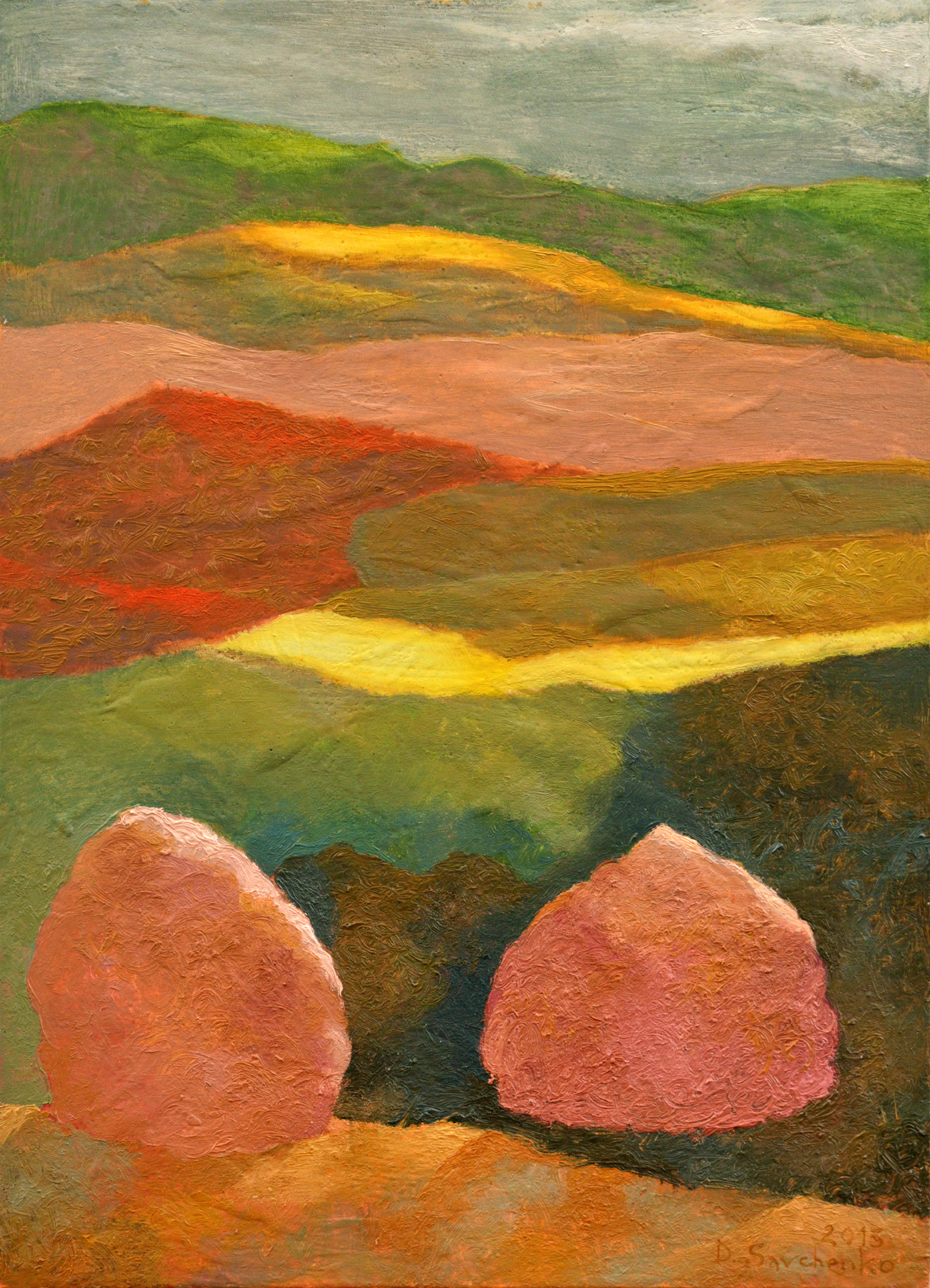 Denys Savchenko. Oil painting. Landscape. Haystacks