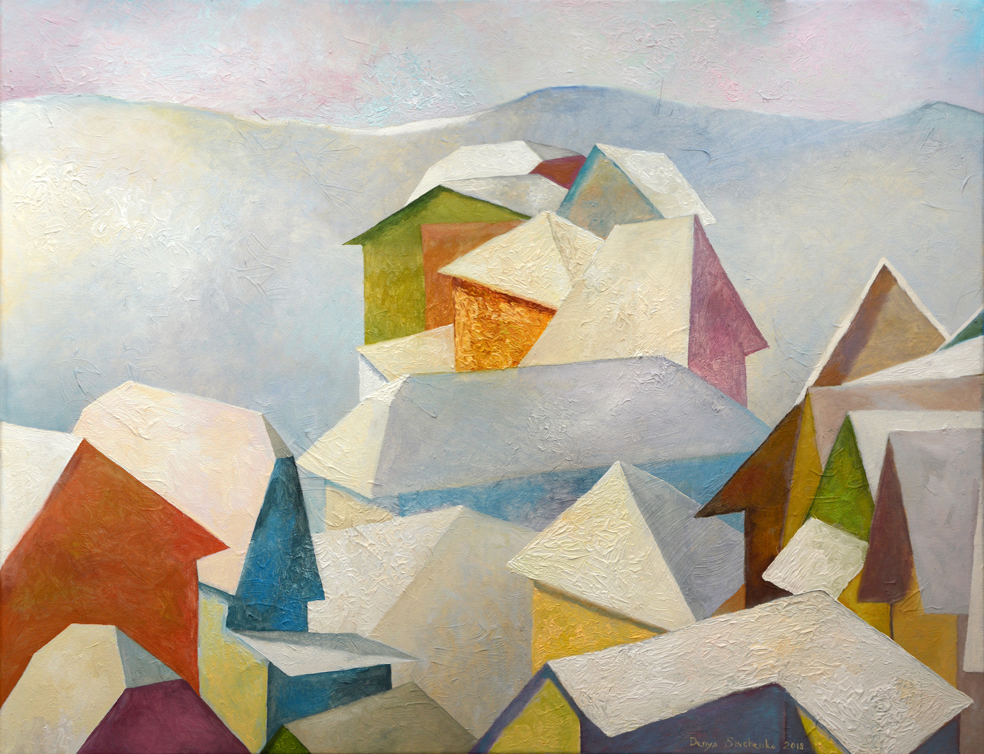 Denys Savchenko. Oil painting. Landscape. Winter geometry